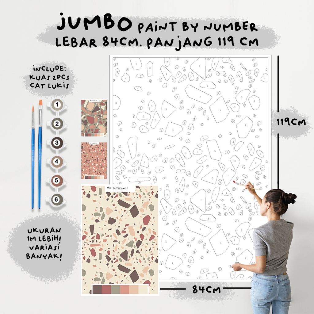 

JUMBO Paint By Number Kit, TERRAZO paint by number besar a0