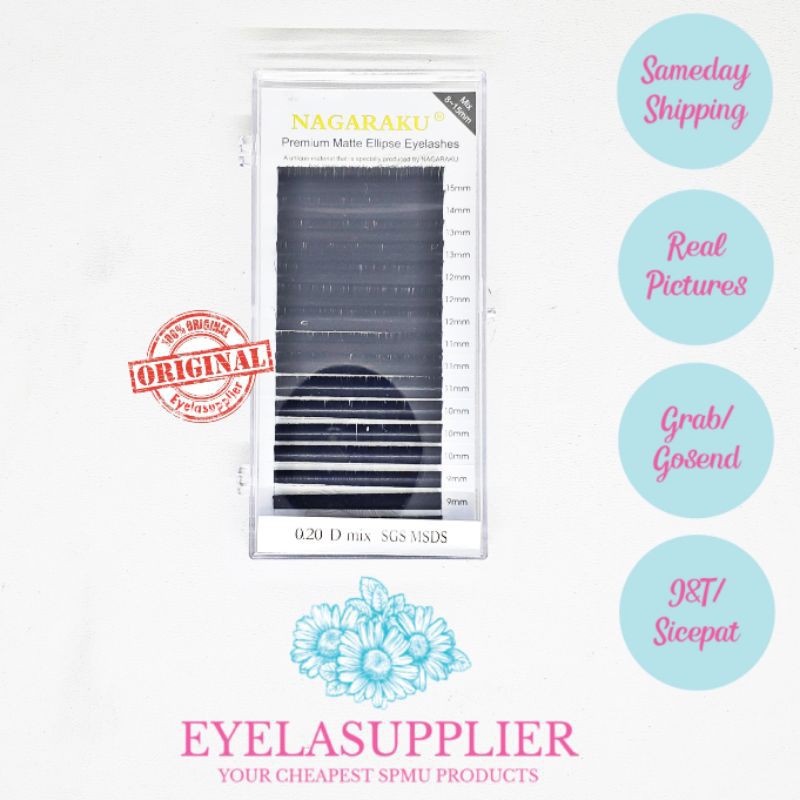 Nagaraku Ellipse Ellips Flat 0.15C 0.20C 0.15D 0.20D Premium Eyelash lashes Extension New Ellipse Premium Matte Ellipse Elips Ellipse