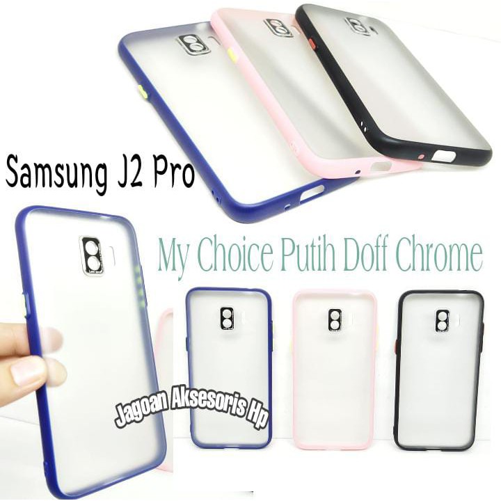 My Choice Putih Doff Chrome Samsung J2 Pro J250F 5.0 inchi with Ring Protection Camera Chrome Case