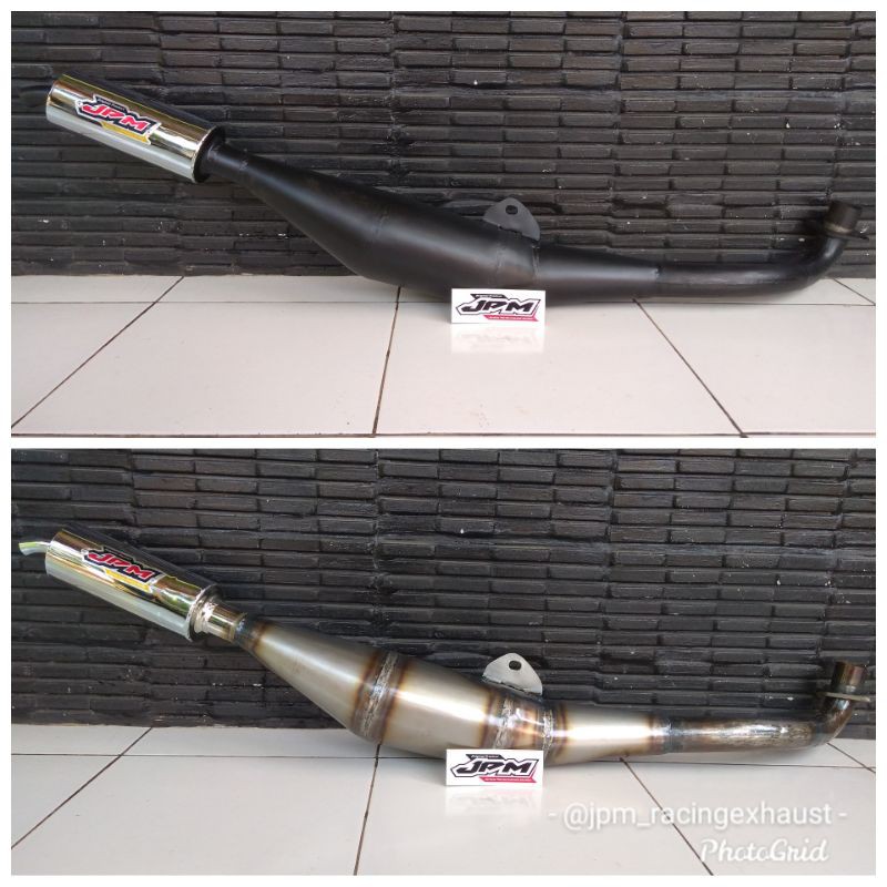 Knalpot FIZ R std racing perut hitam & plat karat JPM RACING