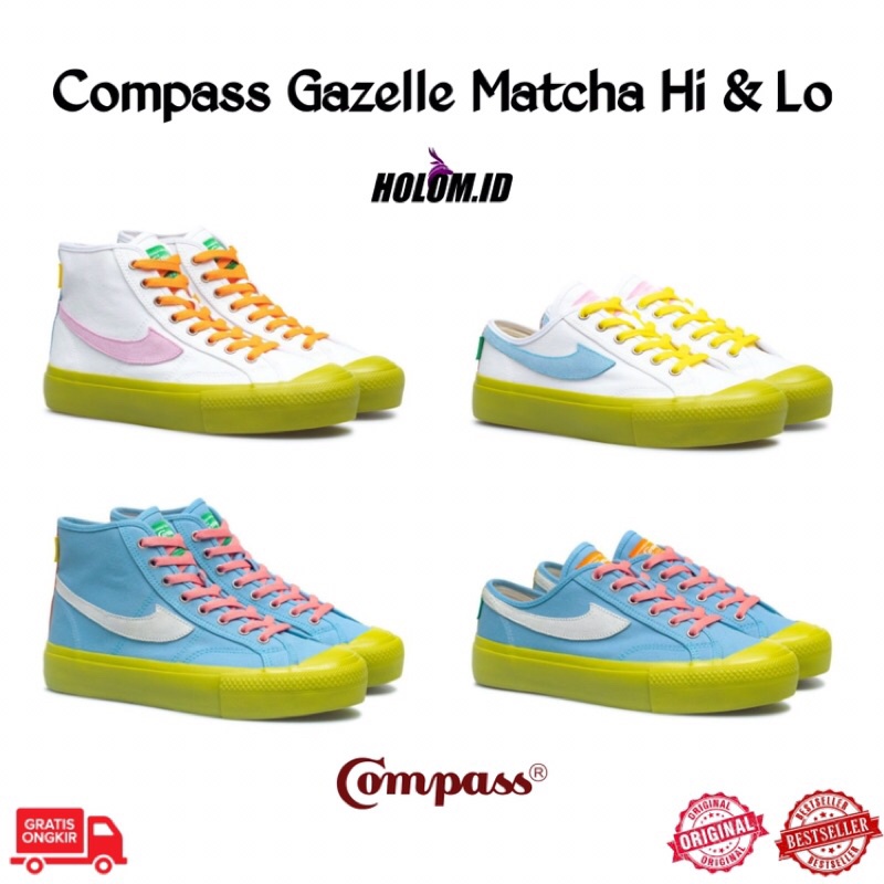 Compass Matcha White & Compass Matcha Blue Hi and Low Cut