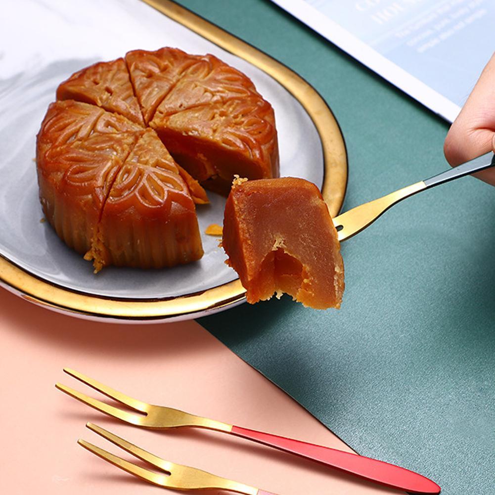 [Multicolor Cute Mini Fruit Fork ][Stainless Steel Cake Dessert Moon Cake Fork][Fruits Salad Appetizer Small Fork ]