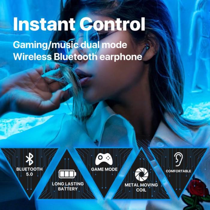 KIIP TWS Earphone Bluetooth GM6 Gaming Mode - Low Latency 65ms - Bluetooth 5.0 - Garansi Resmi 1 Tahun