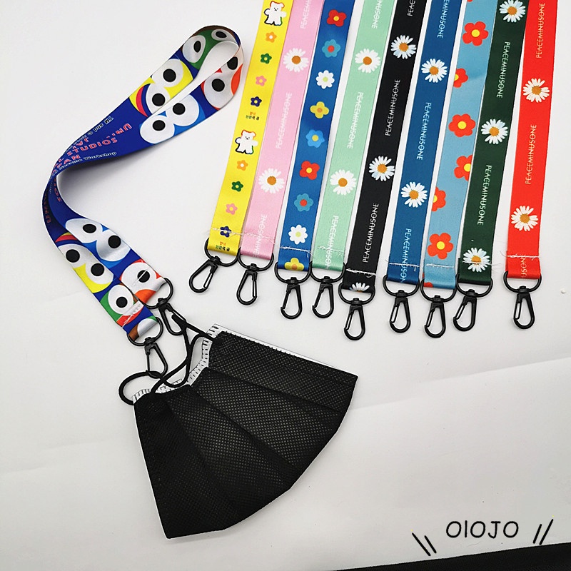 Adjustable Masker Pemegang Anak Kartun Daisy Pola Topeng Lanyard Anak Anti-Hilang Kartun Lanyard Tali Gesper - Ol