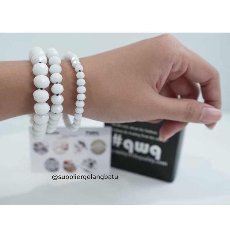 gelang kristal ceko PUTIH SUSU premium aksesoris tangan premium bonus