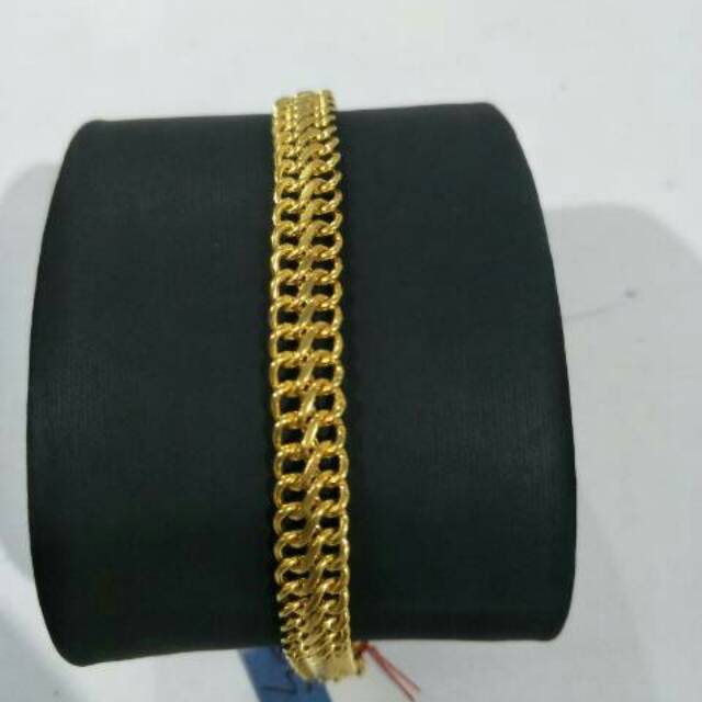 Gelang emas asli kadar 875 model holo doble