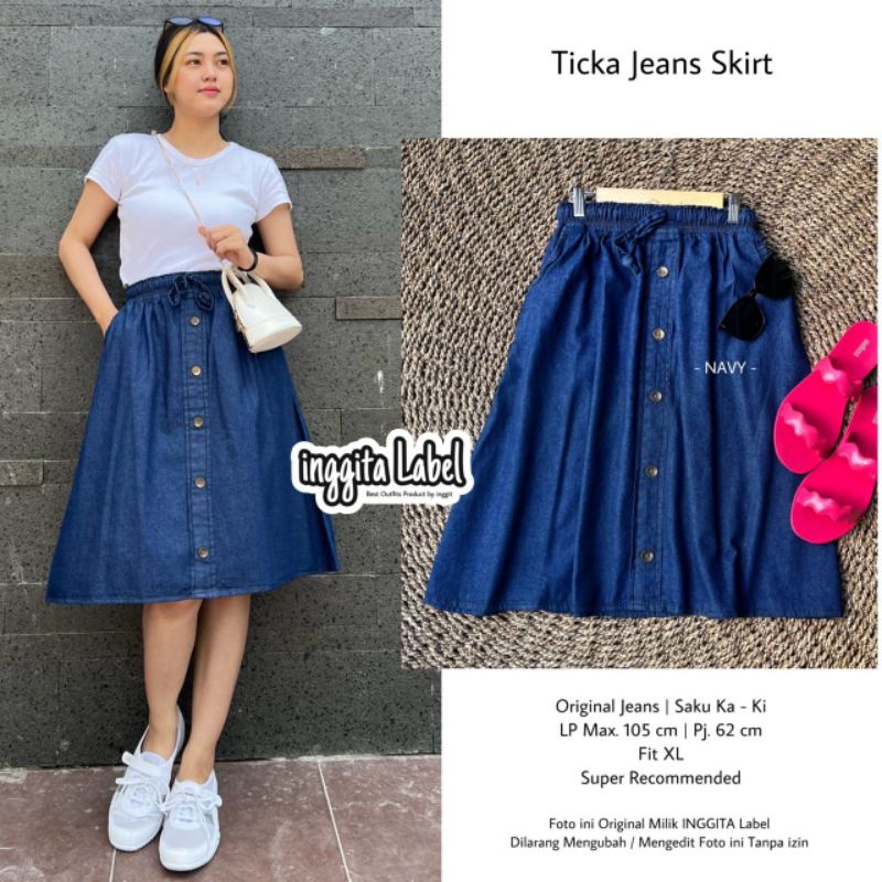 TICKA JEANS SKIRT BY INGGITA LABEL / ROK JEANS WANITA MUSLIMAH / rok skirt jeans