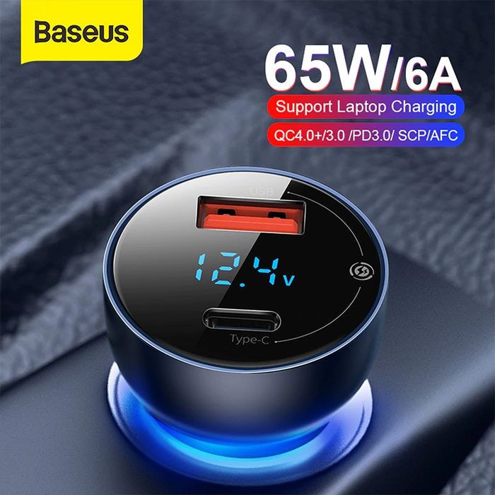 Baseus Particular Digital Display QC+PPS Dual Quick Car Charger 65W