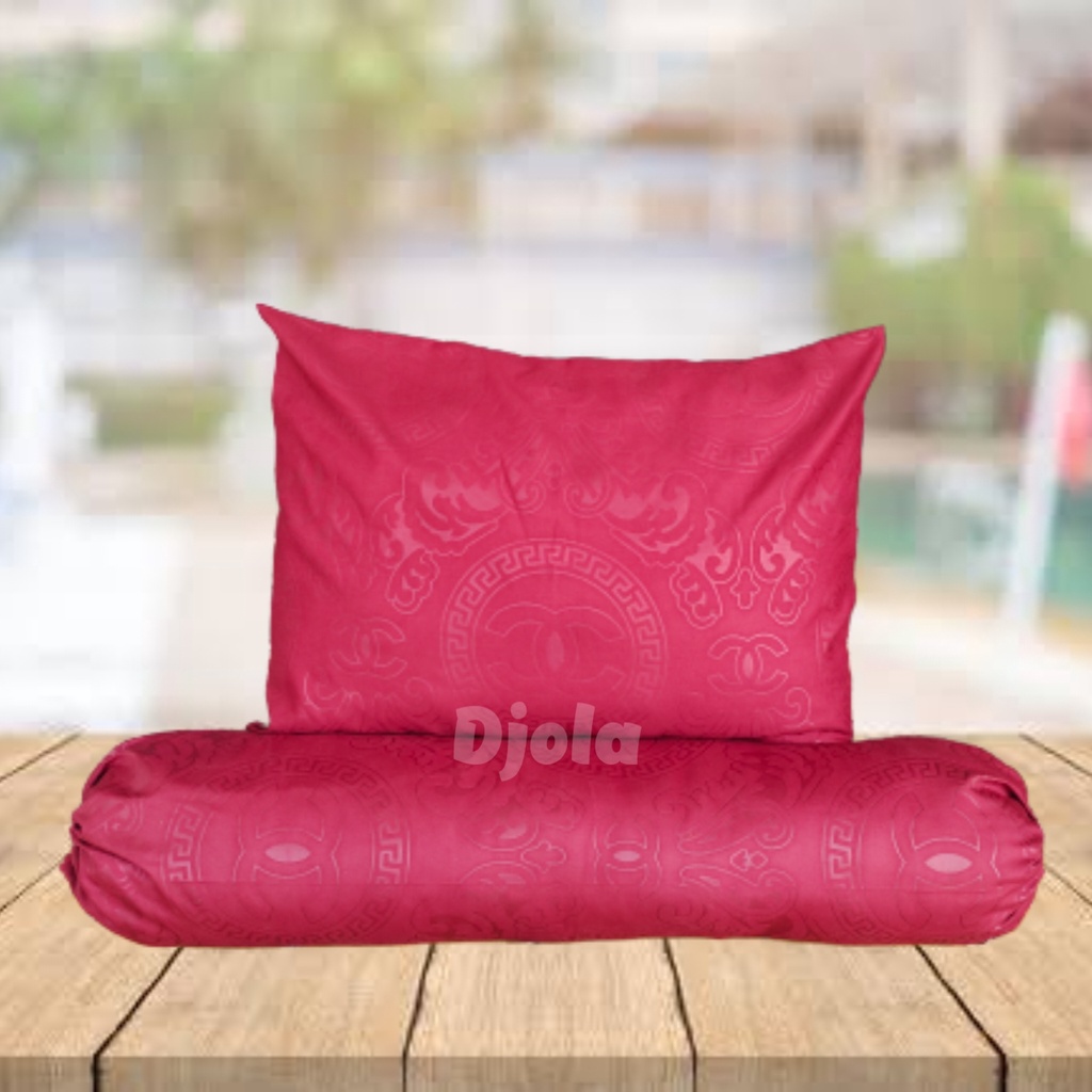 Sarung Bantal Dan Sarung Guling Tidur Premium Motif Embos Polos Maroon Bahan Katun Halus Murah