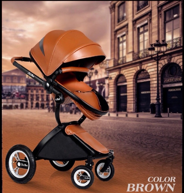 Baby Stroller Egg Leather Brown Bukan Mima Xari Carry Cot Bassinet