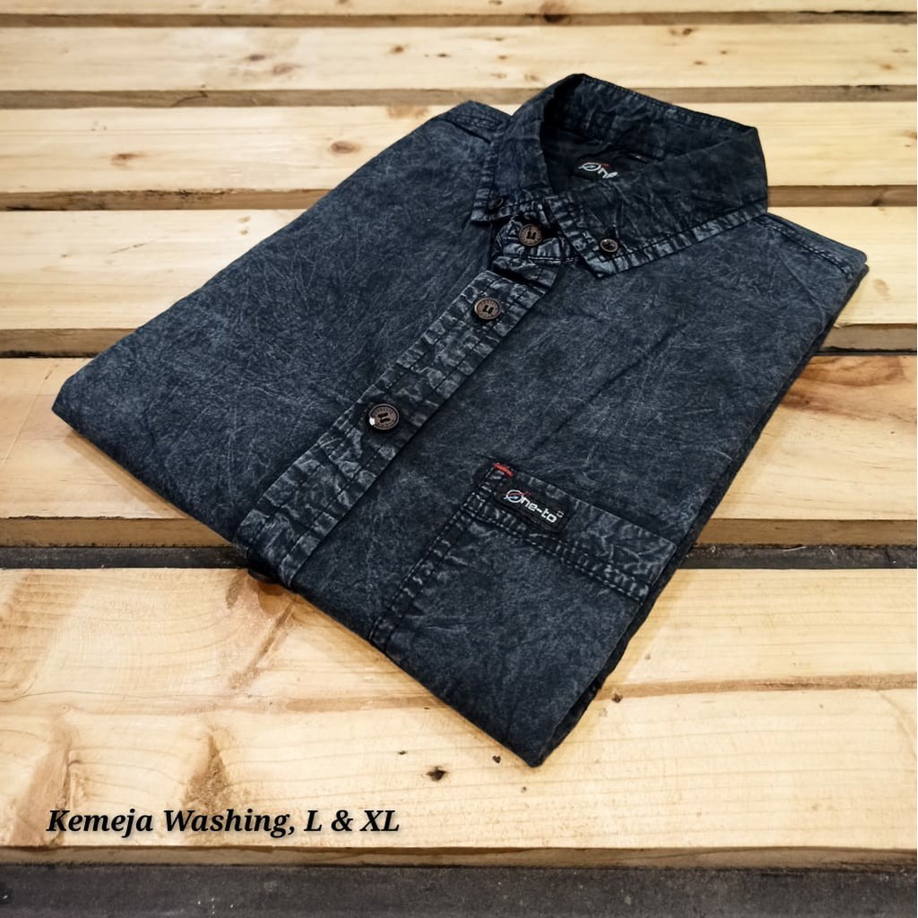 kemeja denim pria kemeja washing pria denim