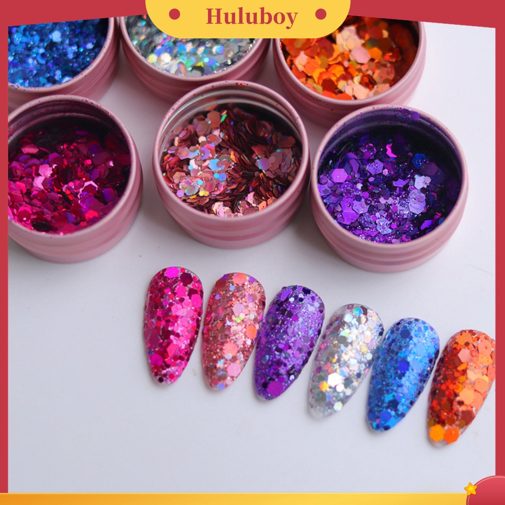 Huluboy Huluboy♡ Sequin Glitter Bentuk Hexagon Ultra Tipis Untuk Dekorasi Nail Art Charms