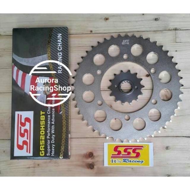 GEAR SET SSS 520 YAMAHA R25 / MT25 & RANTAI SSS 520 HSBT GOLD