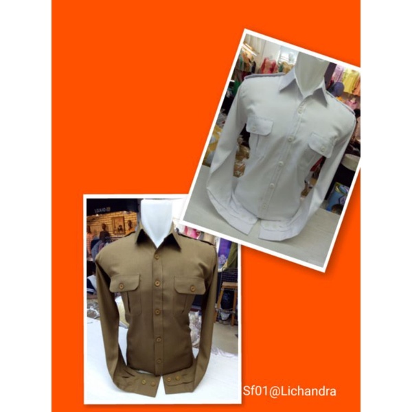 SETELAN Kerja Pria Putih Pemda Tua LICHANDRA/Kantor/Cowok/Lengan Panjang