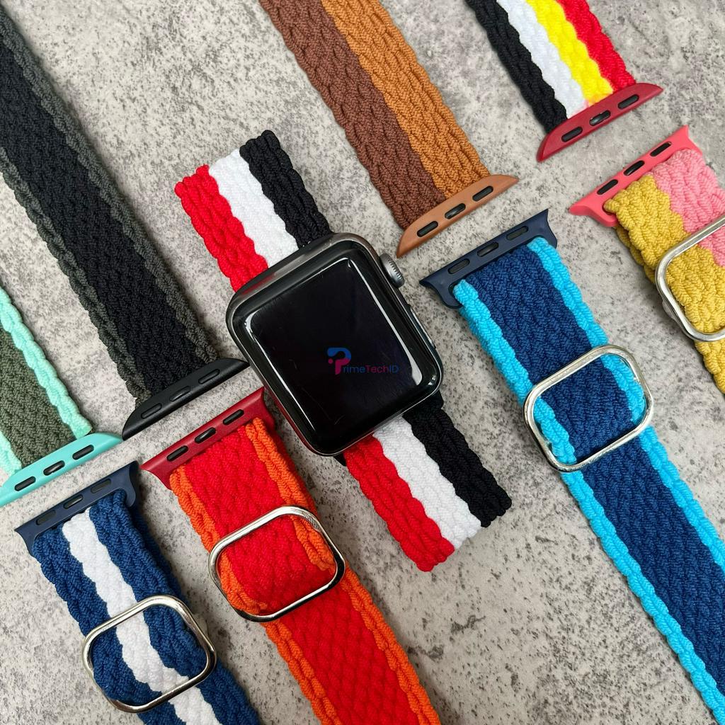 Strap untuk iWatch IWO HW 41 49 45 42 44 38 40mm Tali Jam Tangan Strap Braided Buckle Nylon New Sport Band iwatch series 1 2 3 4 5 6 SE 7 8 9 ULTRA