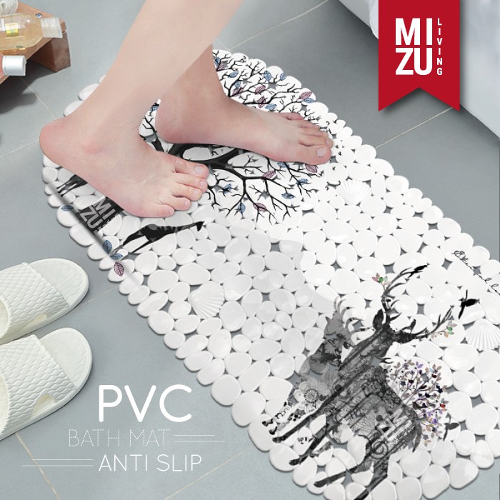 ARTISTIC Shower Bath Mat Keset Mandi PVC Penghisap Anti Slip Suction Cup 35x70cm-1