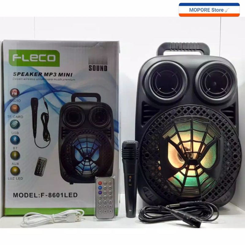 Speaker Karaoke Bluetooth FLECO F-8601/8603  Bonus Mic Karaoke Best Sound dan Super BASS