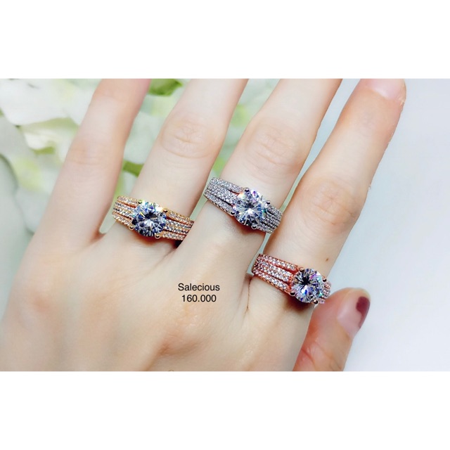 Cincin perhiasan Lapis emas luxury dengan zircon italy asli