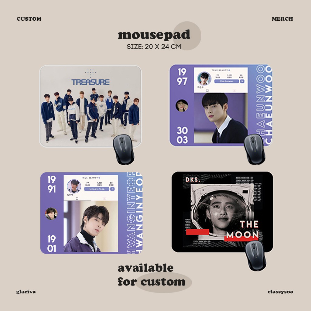 CUSTOM MOUSE PAD // KPOP EXO TREASURE KDRAMA TRUE BEAUTY SUHO SEOJUN EUNWOO INYEOP