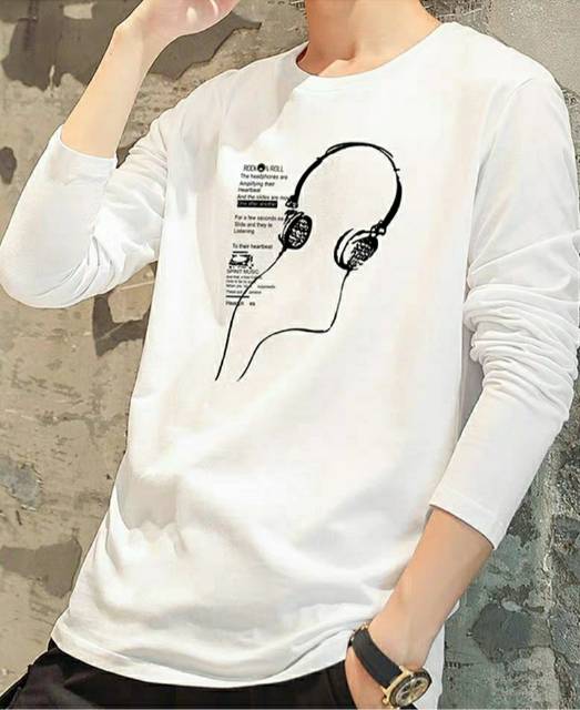 TOTOTAshop.Baju fashion pria EARPHONE,Lengan panjang,Bahan babyterry premium.Motif sablon halus.