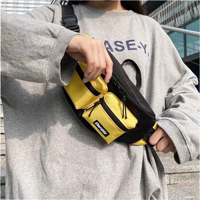 Waist Bag Sling Bag Tas Selempang Pinggang Dada Dompet Jumbo Pria Wanita Cowok Cewek Fanny Pack Hip Hop Modis Waistbag  Multifungsi Banyak Ruang - Polo Felix