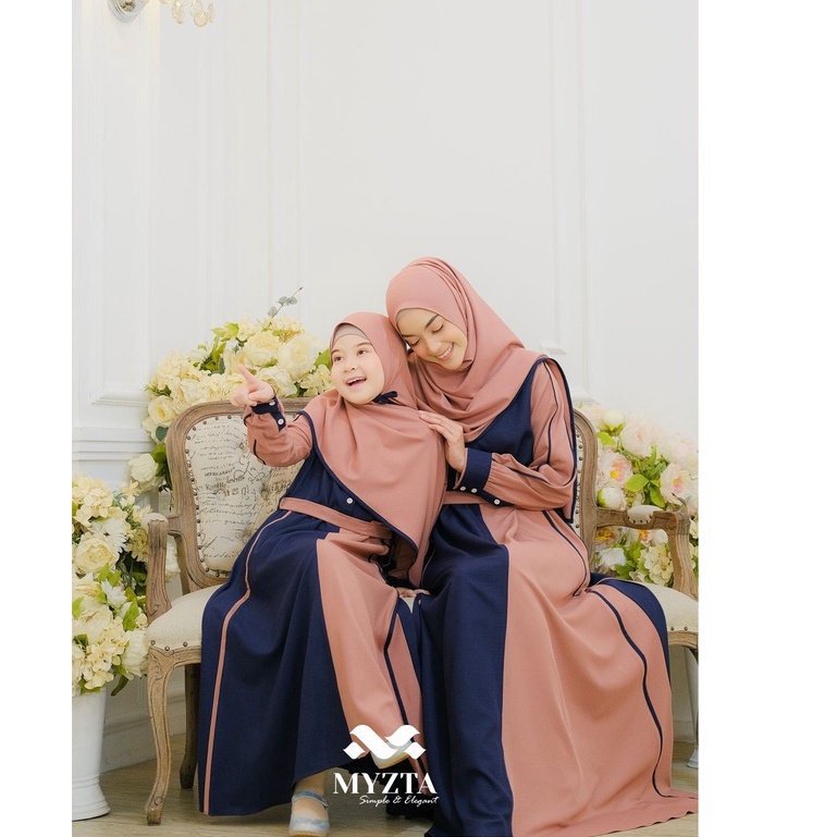 SET GAMIS COUPLE IBU DAN ANAK NIKEN SYARI BY MYZTA INAYA DRESS BAJU MUSLIM BUSANA MUSLIMAH BEST SELL