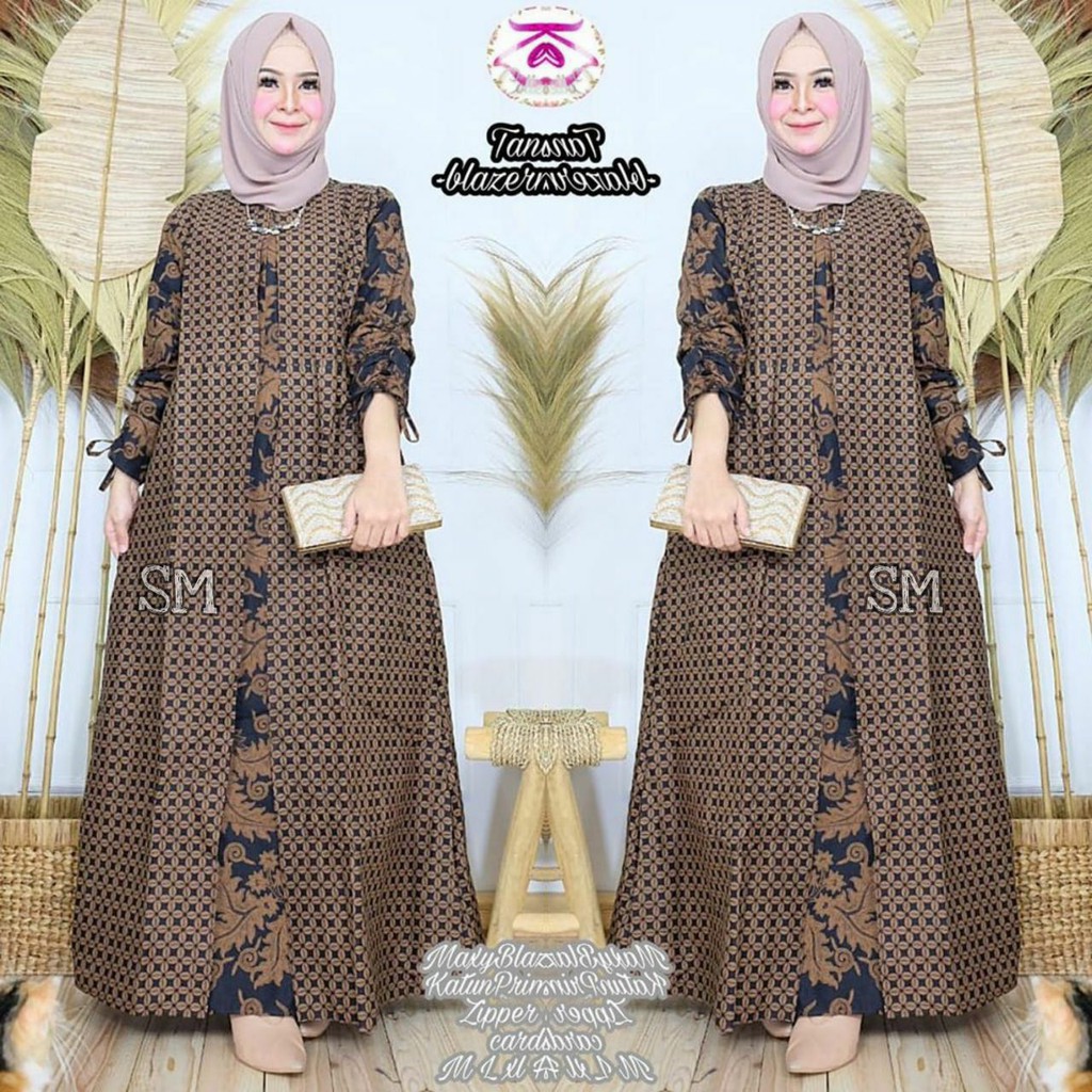  Baju  gamis batik wanita modern murah  kain adem di pakai 