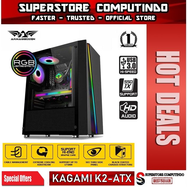 Armaggeddon Kagami K2 Excellent ATX Gaming PC RGB Lightning Effect