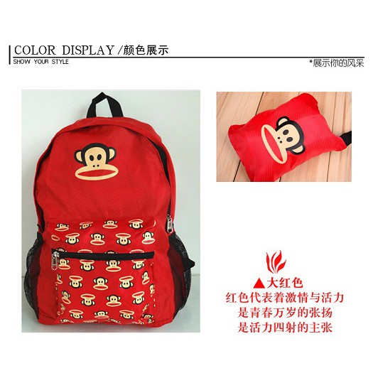 Tas Dompet Punggung Ransel Lipat Paul Frank Bag Backpack Anak travel Organizer