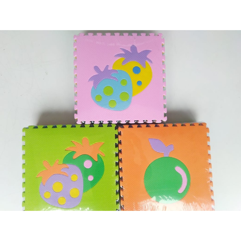 Puzzle Evamat 30 x 30 cm Motif Bergambar Buah Hewan Transpotasi Sayuran