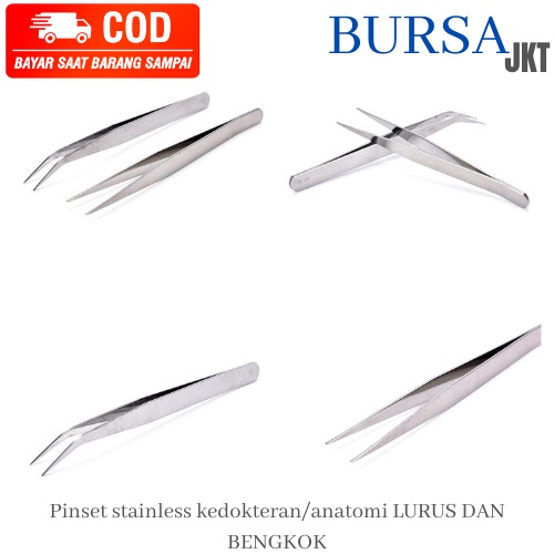 PINSET CAPIT ANATOMI KEDOKTERAN STAINLESS STEEL DENTAL MULTIFUNGSI BENGKOK CURVE 14 CM