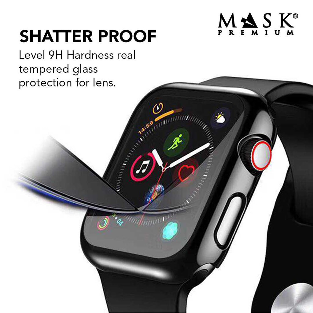 ANTI GORES APPLE WATCH MASK PREMIUM - FULL COVER CURVED EDGE FRAME CASE APPLE WATCH BLACK