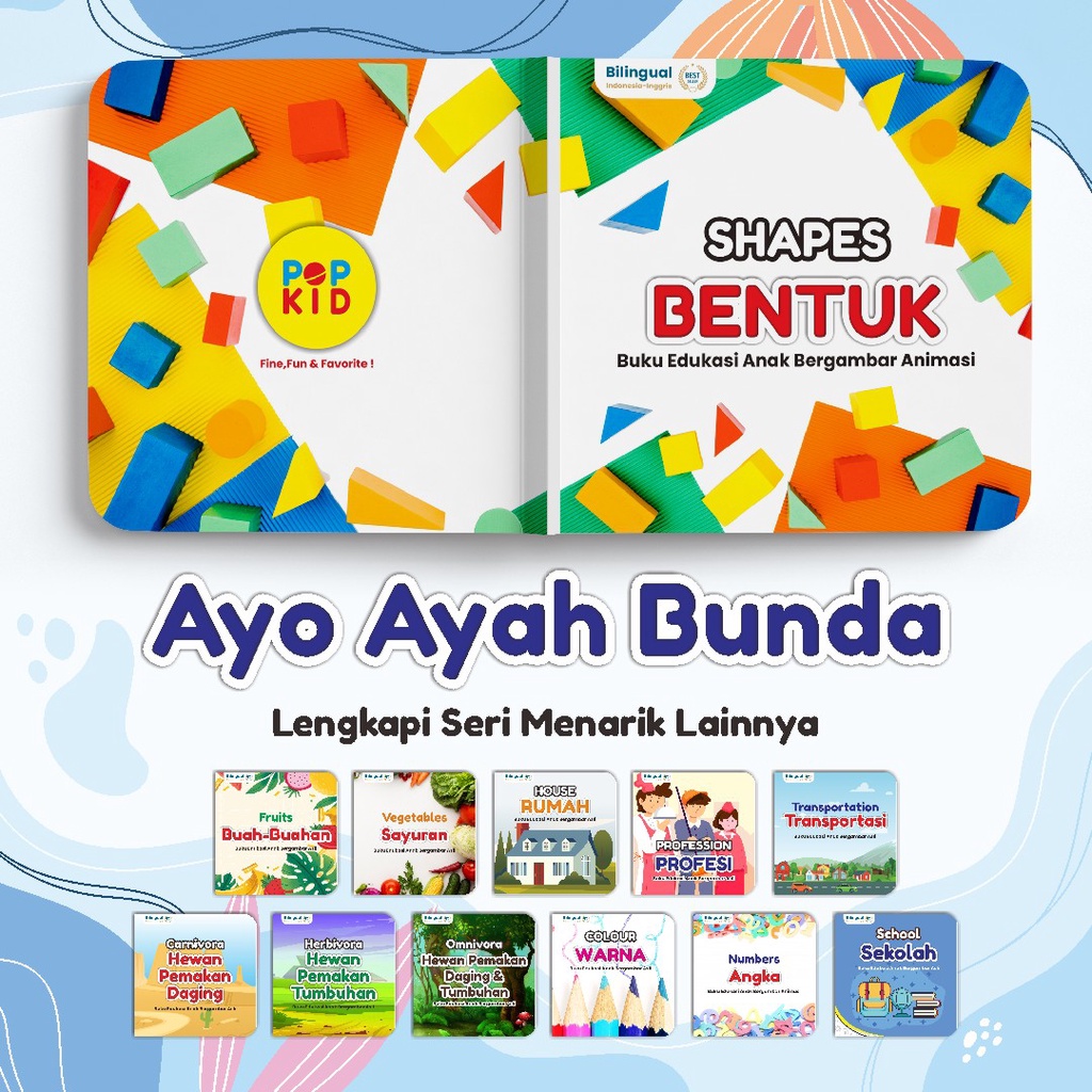 PAKET 6 PCS BUKU MINI BOOK PENGENALAN PENGETAHUAN BILINGUAL ANIMASI EDUKASI ANAK BAYI PAUD