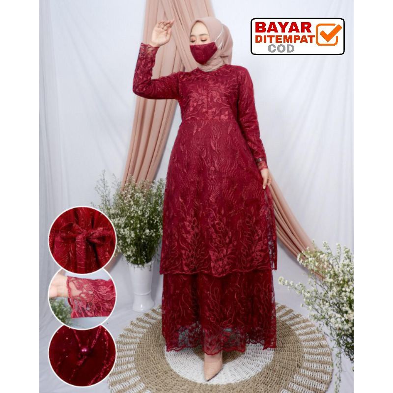 Gamis Brukat Tile Humaira L XL XXL/ Maxi Wanita /Maxi Terbaru / Maxi Muslim / Maxi Dress /-4