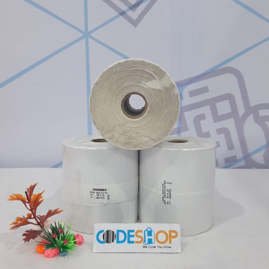 BARCODE LABEL STIKER 50X25 | 50 X 25 | 50mm X 25mm 2LINE @4000