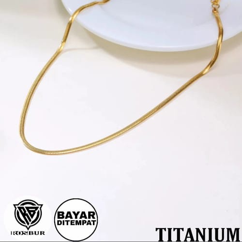 [murah] kalung titanium model gepeng antikarat