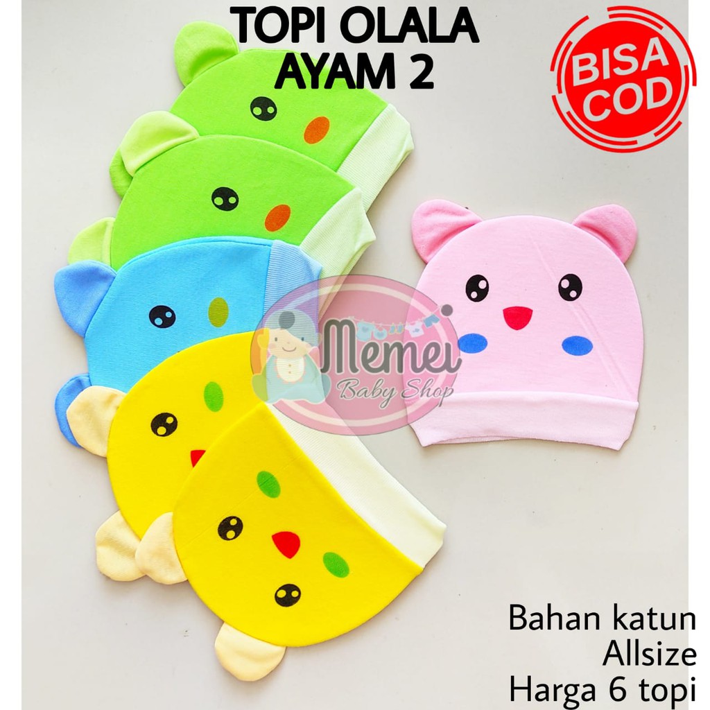 1 LUSIN (12 pcs) Topi bayi OLALA harga grosir TERMURAH