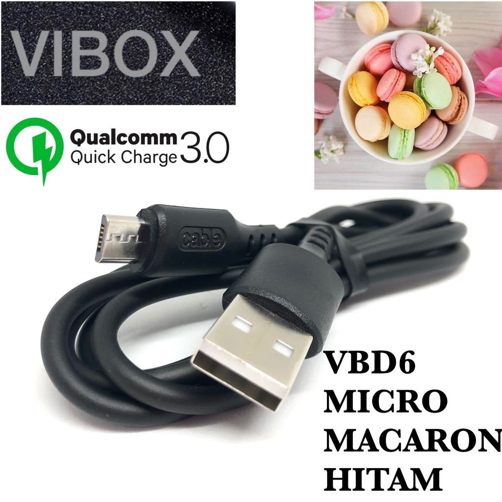 Kabel Data VIBOX MACARON Micro USB VBD6 Fast Charging 3.0A Metalic Finishing 1 Meter Data cabel Fast Charging