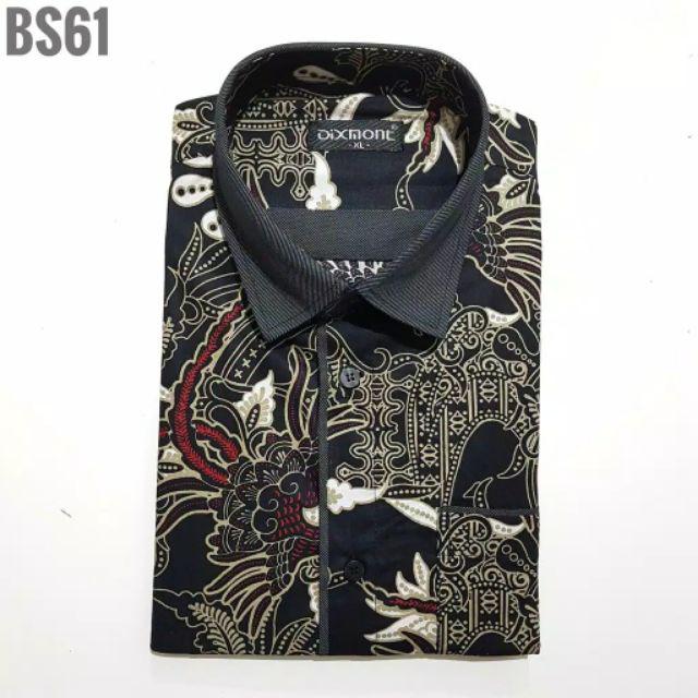 Kemeja Batik Pria Lengan Pendek Bs84 Katun Motif Modern Dixmont Semi Slimfit