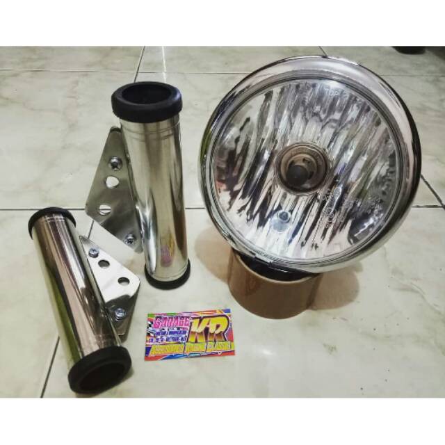 Pangkon Lampu Pesek Stanlies Model Selubung Karet cincin + Headlamp Jute