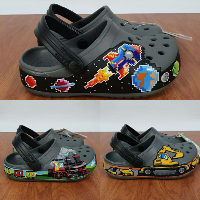 Crocs Fun Lab Clog Varian Karakter Boys GALATIC, TRAIN, EXCAVATOR TRAKTOR CLOG KIDS and JUNIOR