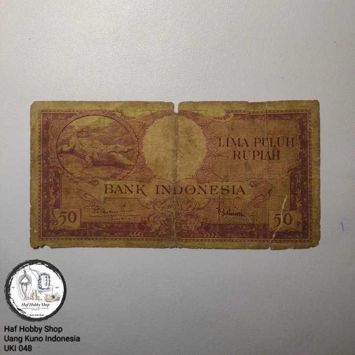 Uang Kuno 50 Rupiah Seri Hewan Buaya 1 Huruf