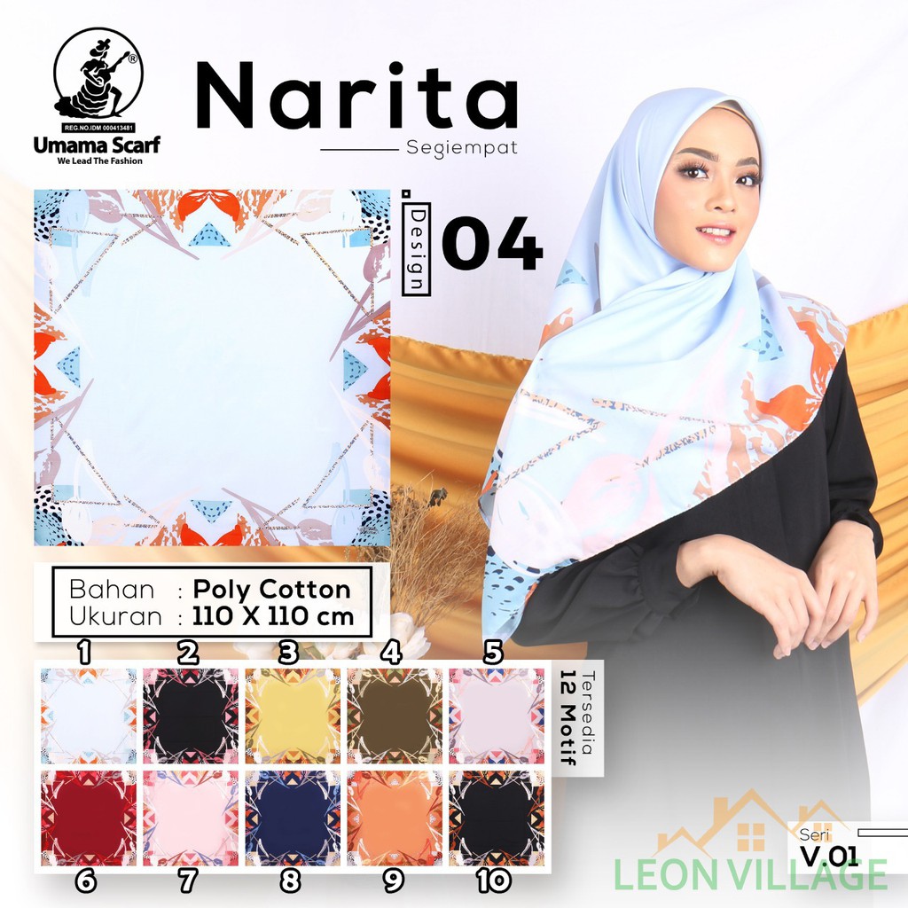 Kerudung NARITA A4 UMAMA Hijab Jilbab Segi Empat Motif