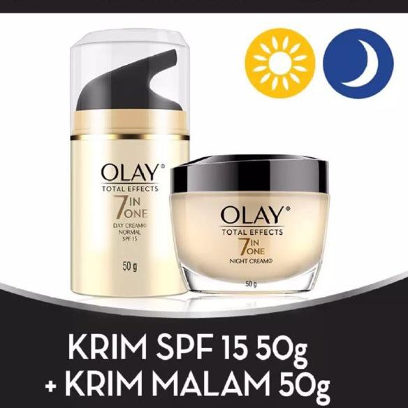 Bih202 Olay Set Perawatan Olay Anti Aging Total Effect Day Cream Spf 15 Night Cream Siang Malam Shopee Indonesia