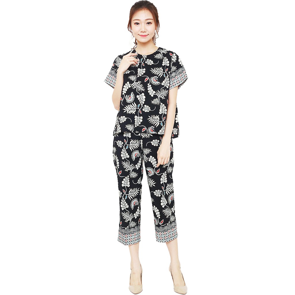 Batik Flike Store Couple Set Pria dan Wanita Black Pine