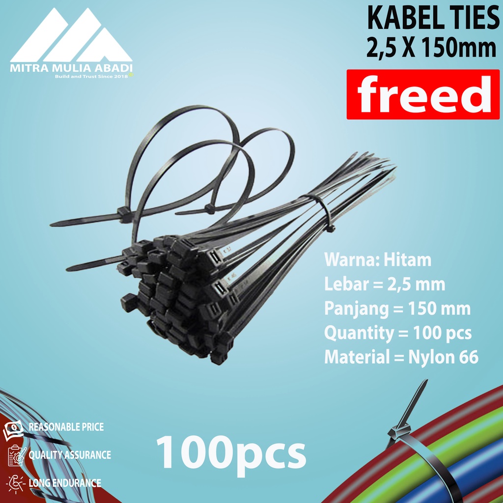 Kabel Ties 15cm isi 100pcs - Hitam