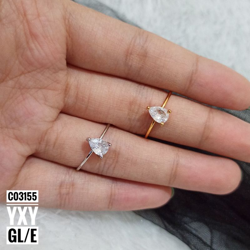 Cincin Yaxiya Tipis Mata Oval Simple C03155