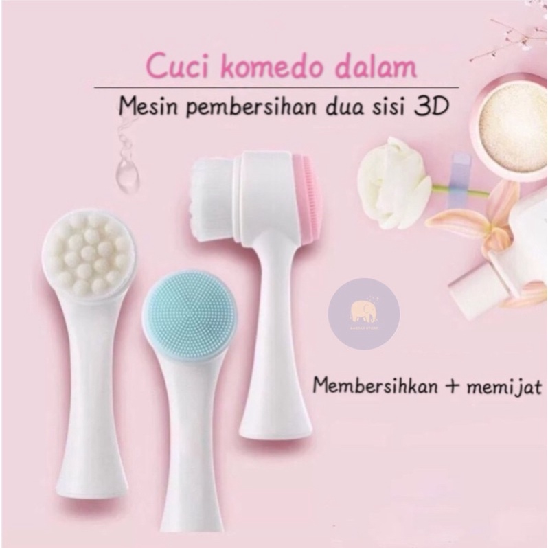 SIKAT PLASTIK PEMBERSIH WAJAH 2 SISI FACE CLEANSING BRUSH ALAT CUCI MUKA HALUS SIKAT MURAH