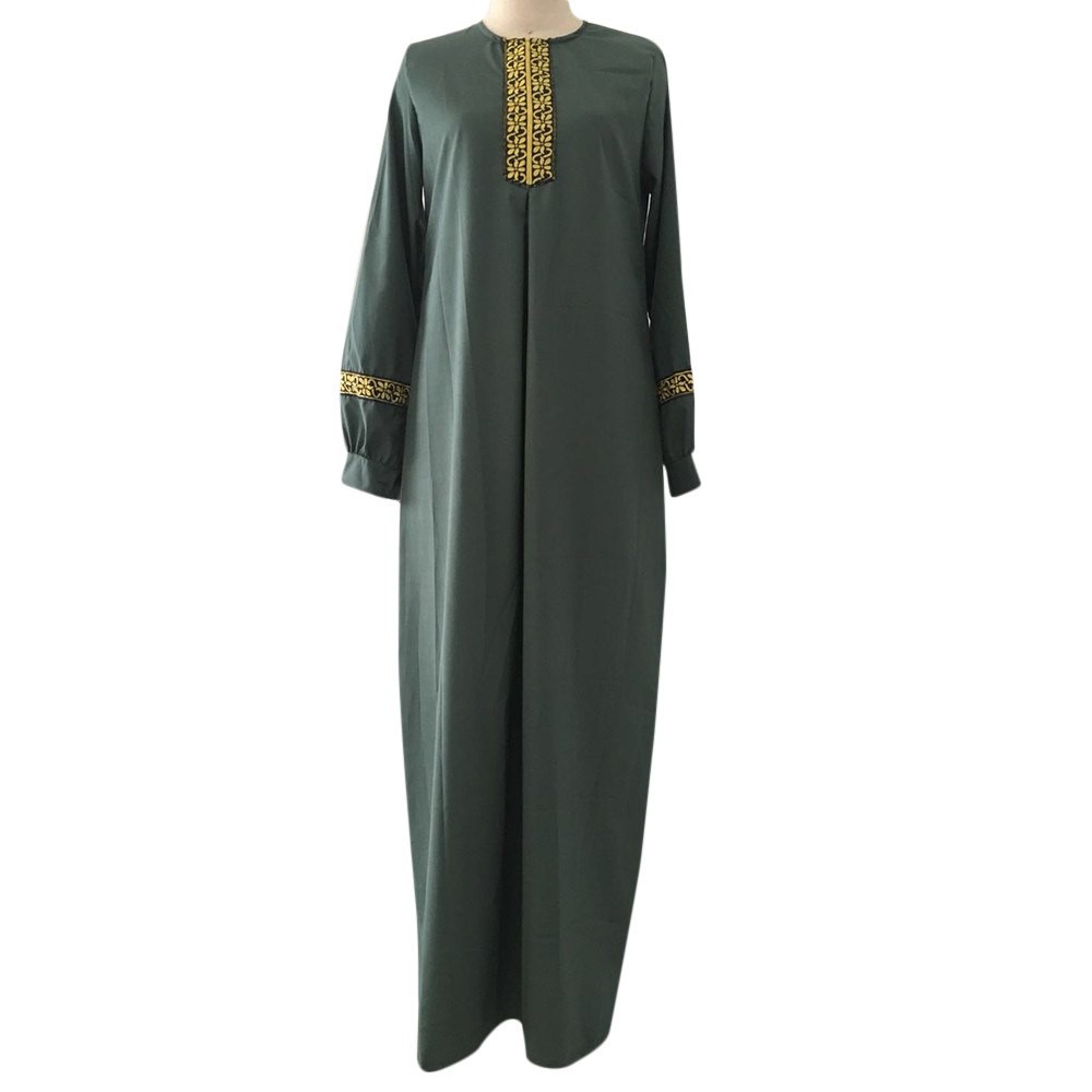 FREEONGKIR Fashion Chiffon Plus Ukuran Pakaian Muslim Turki Cetak Abaya Jilbab Muslim Maxi Gaun