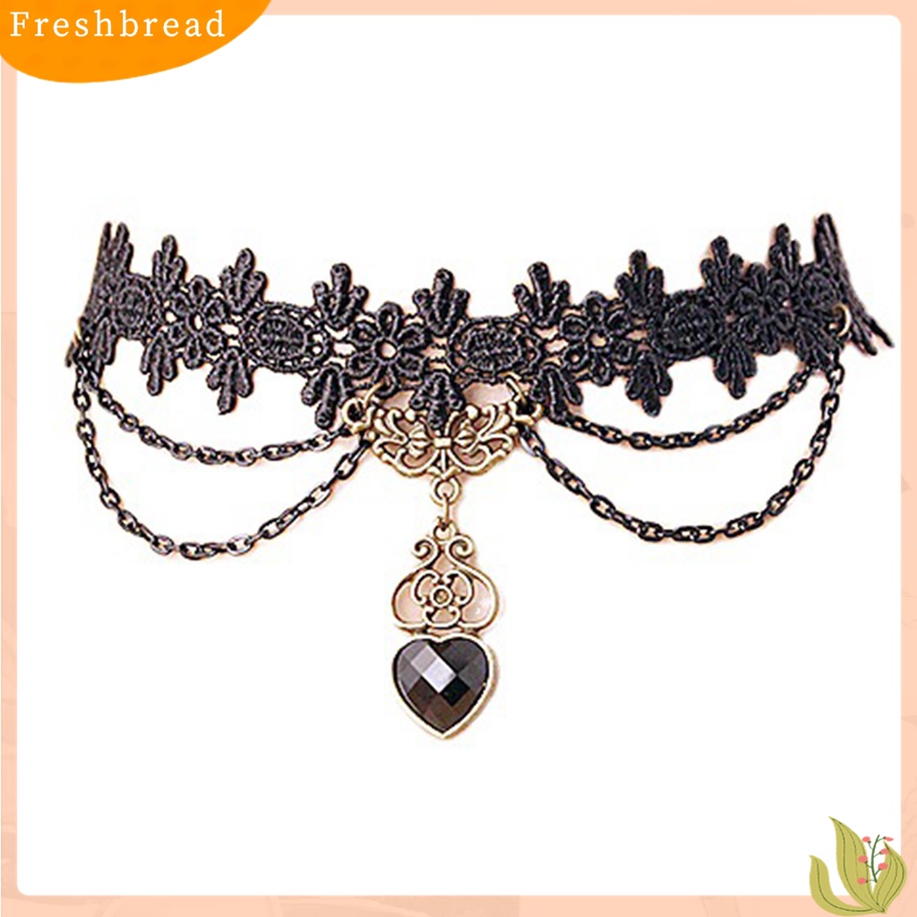 [TERLARIS]Necklace Colorfast Lace Edge Alloy Black Lace Chain Necklaces for Wedding